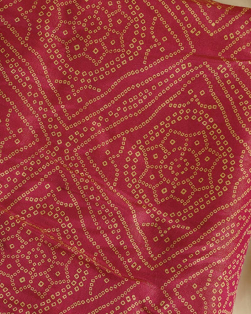 Milano Red Designer Pure Viscose Traditional Print Saree With Weaved Zari Lining-Embroidery Work And Tassel