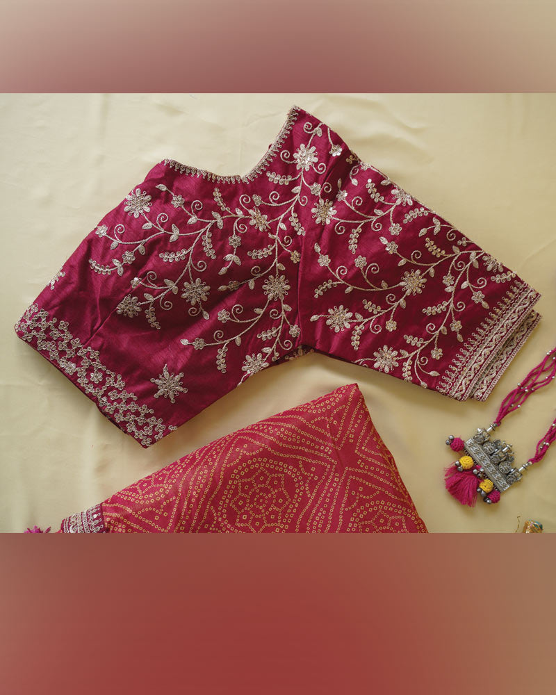 Milano Red Designer Pure Viscose Traditional Print Saree With Weaved Zari Lining-Embroidery Work And Tassel