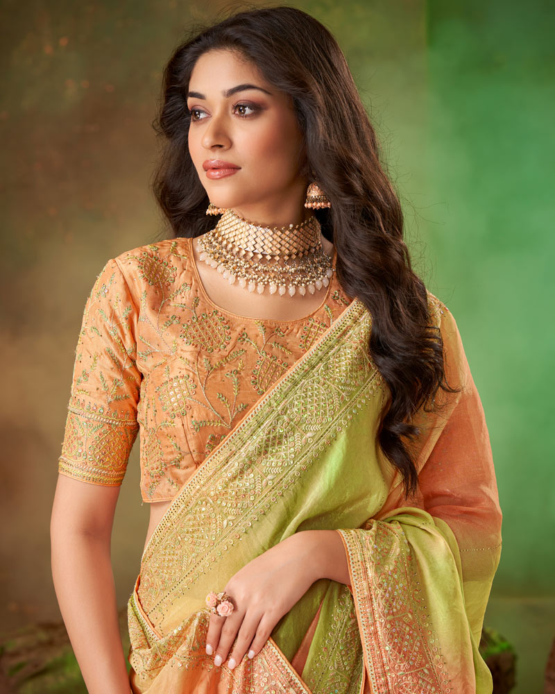 Vishal Prints Multi Color Fancy Art Silk Digital Print Swarovski Work Saree With Embroidery Border