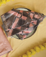 Salmon Orange Fancy Organza Saree With Viscose Zari Lining And Tassel