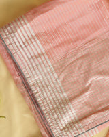 Salmon Orange Fancy Organza Saree With Viscose Zari Lining And Tassel