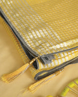 Indian Yellow Fancy Organza Saree With Viscose Zari Lining And Tassel
