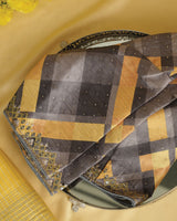 Indian Yellow Fancy Organza Saree With Viscose Zari Lining And Tassel