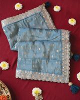 Vishal Prints Pastel Blue Designer Fancy Chiffon Saree With Viscose Weaving And Zari-Embroidery Border