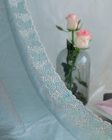 Vishal Prints Dusty Blue Fancy Satin Saree With Diamond And Moti Work And Cut Work Border