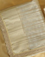 Royal Golden Tissue Organza Saree With Zari Lining And Cut Work Zari-Embroidery Border