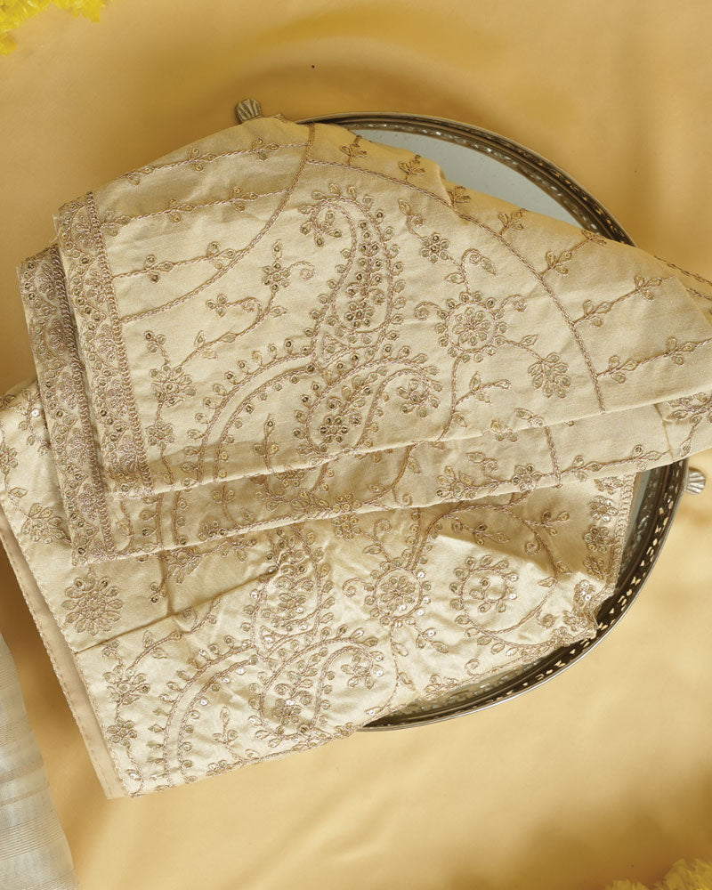 Royal Golden Tissue Organza Saree With Zari Lining And Cut Work Zari-Embroidery Border