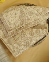 Royal Golden Tissue Organza Saree With Zari Lining And Cut Work Zari-Embroidery Border