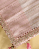 Pinkish Tan Tissue Organza Saree With Zari Lining And Cut Work Zari-Embroidery Border