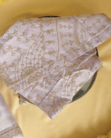 Light Pastel Purple Tissue Organza Saree With Zari Lining And Cut Work Zari-Embroidery Border