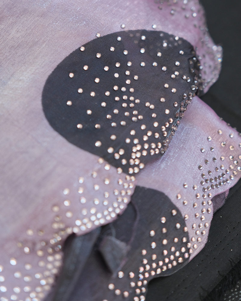 Vishal Prints Pastel Purple Fancy Satin Digital Print Saree With Diamond Work And Cut Work Border