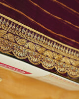 Wine Designer Fancy Chiffon Saree With Zari-Embroidery Work And Cut Work Border