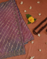 Dark Purplish Mauve Designer Fancy Chiffon Bandhani Print Saree With Diamond Work And Cut Work Border