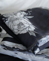 Vishal Prints Black And White Fancy Satin Digital Print Saree With Diamond Work And Cut Work Border