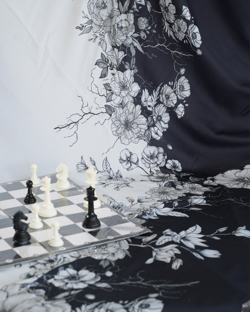 Vishal Prints Black And White Fancy Satin Digital Print Saree With Diamond Work And Cut Work Border