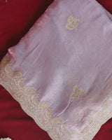 Vishal Prints Pastel Purple Designer Fancy Satin Saree With Embroidery-Diamond Work And Cut Work Border
