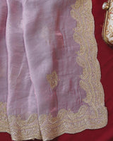 Vishal Prints Pastel Purple Designer Fancy Satin Saree With Embroidery-Diamond Work And Cut Work Border
