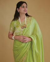 Vishal Prints Pastel Olive Green Designer Fancy Satin Saree With Embroidery-Diamond Work And Cut Work Border