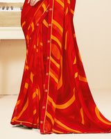 Vishal Prints Chili Red Printed Georgette Saree With Fancy Border