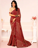 Vishal Prints Paprika Red Printed Georgette Saree With Fancy Border