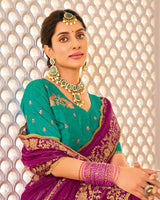 Vibrant Purple Designer Chiffon-Georgette Saree With Zari-Embroidery-Diamond Work And Cut Work Border