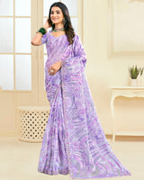 Vishal Prints Pastel Purple Designer Organza Brasso Saree With Cut Work Border
