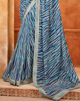 Vishal Prints Green Spring Printed Georgette Saree With Fancy Border