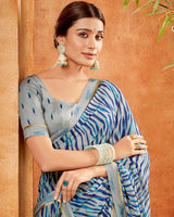 Vishal Prints Green Spring Printed Georgette Saree With Fancy Border