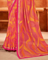 Vishal Prints Amaranth Pink Printed Georgette Saree With Fancy Border