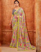 Vishal Prints Multi Color Printed Georgette Saree With Fancy Border