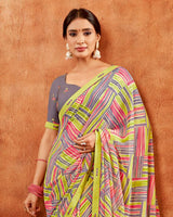Vishal Prints Multi Color Printed Georgette Saree With Fancy Border
