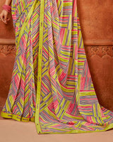 Vishal Prints Multi Color Printed Georgette Saree With Fancy Border