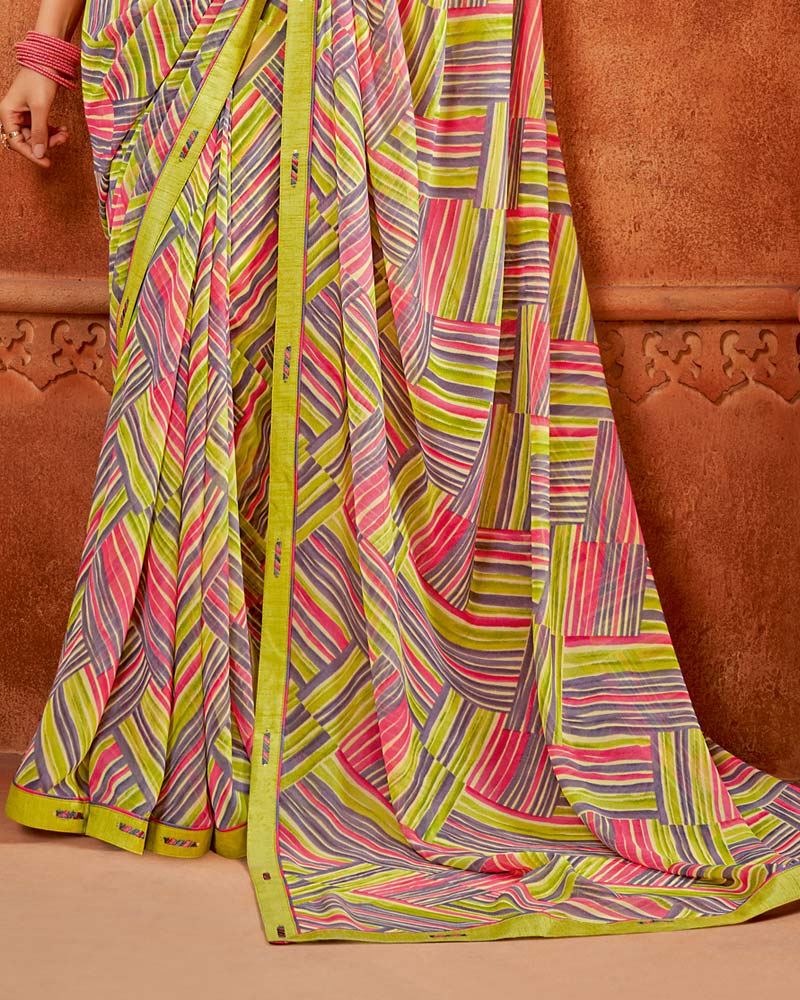 Vishal Prints Multi Color Printed Georgette Saree With Fancy Border
