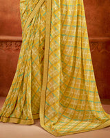 Vishal Prints Sand Brown Printed Georgette Saree With Fancy Border