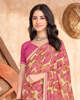 Vishal Prints Dusty Pink Printed Georgette Saree With Fancy Border