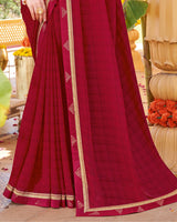 Vishal Prints Burgundy Printed Georgette Saree With Fancy Border