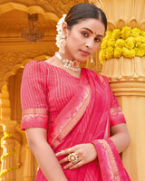 Vishal Prints Red Pink Printed Georgette Saree With Fancy Border