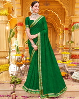 Vishal Prints Dark Green Printed Georgette Saree With Fancy Border
