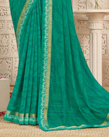 Vishal Prints Rama Green Printed Georgette Saree With Fancy Border