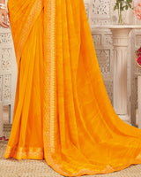 Vishal Prints Saffron Color Printed Georgette Saree With Fancy Border