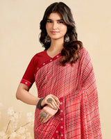 Vishal Prints Dusty Rose Pink Printed Georgette Saree With Fancy Border