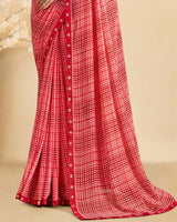 Vishal Prints Dusty Rose Pink Printed Georgette Saree With Fancy Border