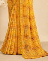 Vishal Prints Carrot Orange Printed Georgette Saree With Fancy Border