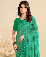 Vishal Prints Jade Green Printed Georgette Saree With Fancy Border