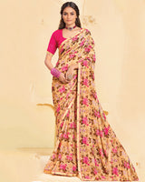 Vishal Prints Pastel Orange Printed Georgette Saree With Fancy Border