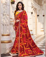Vishal Prints Milano Red Printed Georgette Saree With Fancy Border