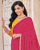 Vishal Prints Burnt Pink Printed Georgette Saree With Fancy Border