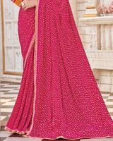 Vishal Prints Burnt Pink Printed Georgette Saree With Fancy Border