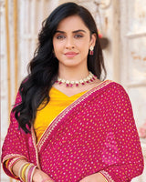 Vishal Prints Burnt Pink Printed Georgette Saree With Fancy Border