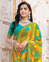 Vishal Prints Multicolor Printed Georgette Saree With Fancy Border